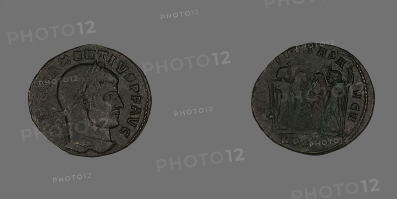 Follis (Coin) Portraying Emperor Maxentius, AD 309/312, Roman, minted in Ostia, Roman Empire, Bronze, Diam. 2.5 cm, 6.30 g