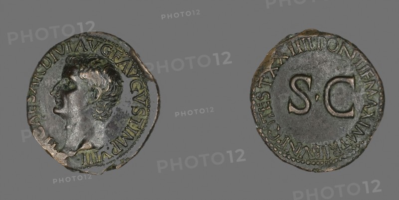 As (Coin) Portraying Emperor Tiberius, AD 22/23, Roman, minted in Rome, Roman Empire, Bronze, Diam. 2.9 cm, 11.06 g