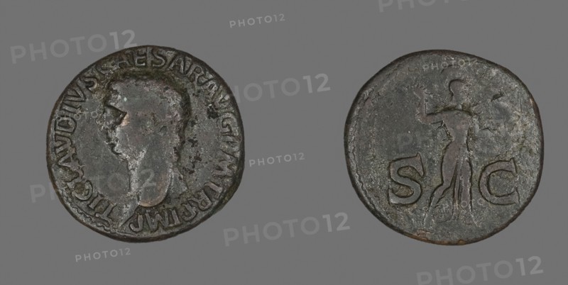 As (Coin) Portraying Emperor Claudius, AD 41/50, Roman, minted in Rome, Roman Empire, Bronze, Diam. 2.9 cm, 10.91 g