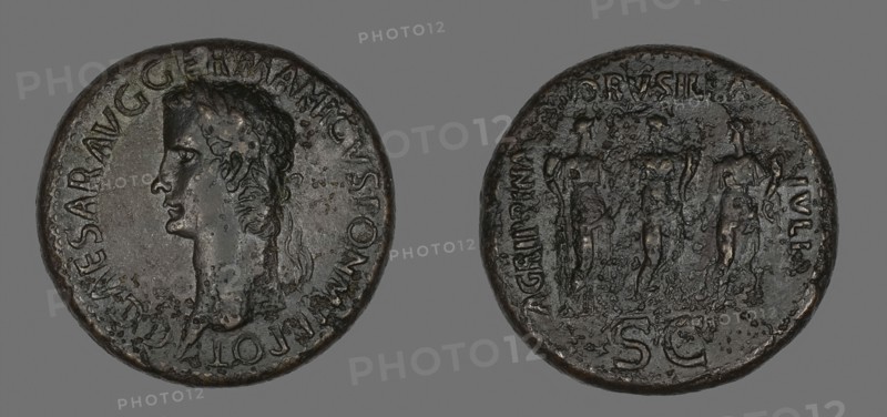 Sestertius (Coin) Portraying Germanicus, AD 37/38, Roman, minted in Rome, Roman Empire, Bronze, Diam. 3.4 cm, 28.06 g
