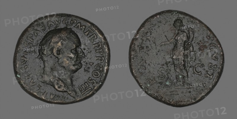 Sestertius (Coin) Portraying Emperor Vespasian, AD 69/79, Roman, Roman Empire, Bronze, Diam. 3.3 cm, 26.03 g