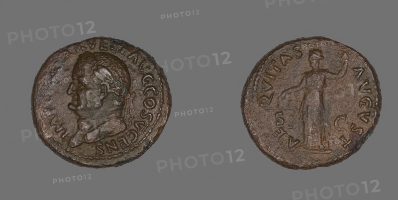 As (Coin) Depicting a Laureate, AD 74, Roman, minted in Rome, Roman Empire, Bronze, Diam. 2.9 cm, 13.53 g