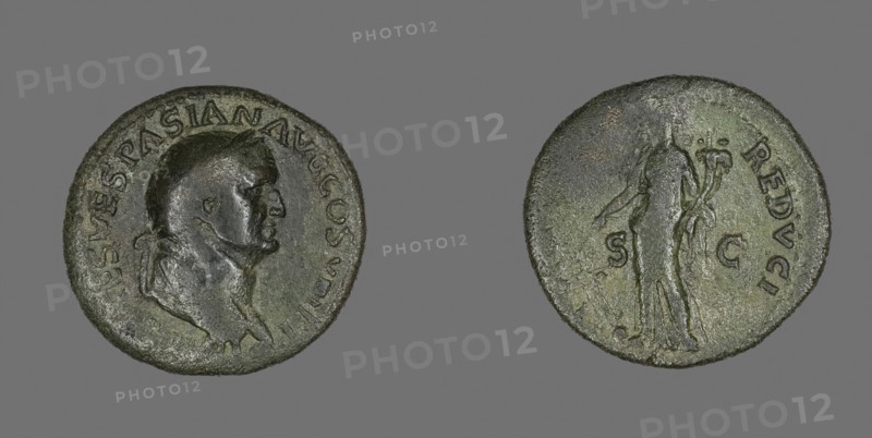 Dupondius (Coin) Portraying Emperor Vespasian, AD 77/78, Roman, minted in Lugdunum (now Lyon, France), Roman Empire, Bronze, Diam. 2.9 cm, 10.27 g