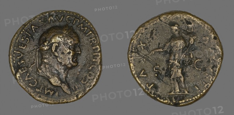 Sestertius (Coin) Portraying Emperor Vespasian, AD 71, Roman, Roman Empire, Bronze, Diam. 3.3 cm, 25.87 g