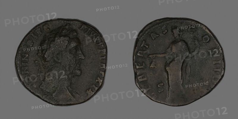 Sestertius (Coin) Portraying Emperor Antoninus Pius, AD 155/156, Roman, minted in Rome, Roman Empire, Bronze, Diam. 3.2 cm, 25.43 g