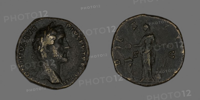 Sestertius (Coin) Portraying Emperor Antoninus Pius, AD 144, Roman, minted in Rome, Roman Empire, Bronze, DIam. 3 cm, 22.40 g