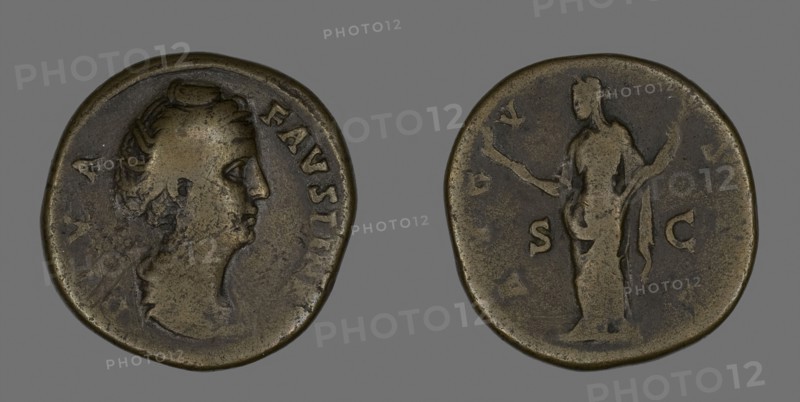 Sestertius (Coin) Portraying Empress Faustina, AD 141 or later, Roman, minted in Rome, Roman Empire, Bronze, DIam. 3.3 cm, 23.13 g