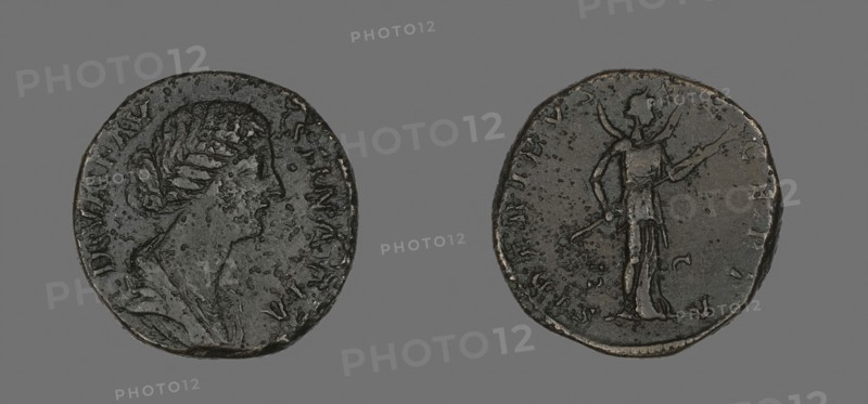 Sestertius (Coin) Portraying Empress Faustina, AD 176, Roman, minted in Rome, Roman Empire, Bronze, Diam. 3 cm, 27.24 g