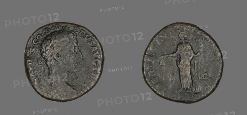 Sestertius (Coin) Portraying Emperor Commodus, AD December 177/December 178, Roman, minted in Rome, Roman Empire, Bronze, Diam. 3 cm, 27.28 g