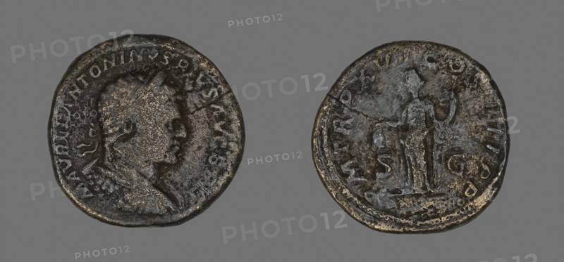 Sestertius (Coin) Portraying Emperor Caracalla, AD 213, Roman, minted in Rome, Roman Empire, Bronze, Diam. 3.2 cm, 21.55 g