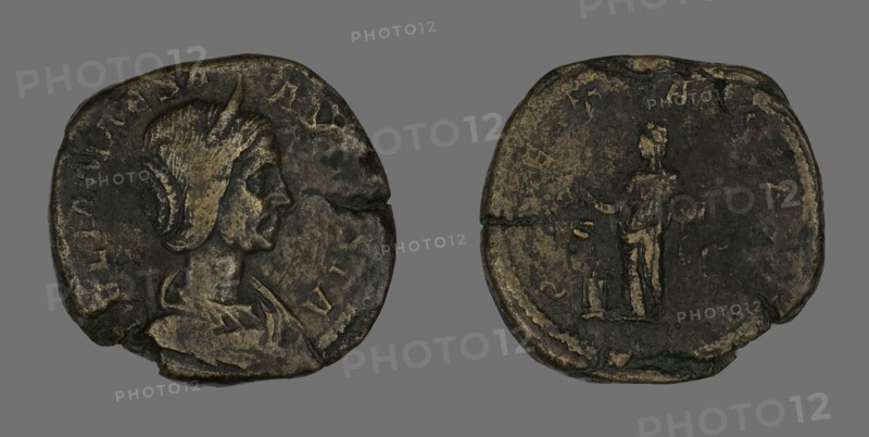 Sestertius (Coin) Portraying Julia Maesa, AD 223, Roman, minted in Rome, Roman Empire, Bronze, Diam. 3.2 cm, 24.53 g
