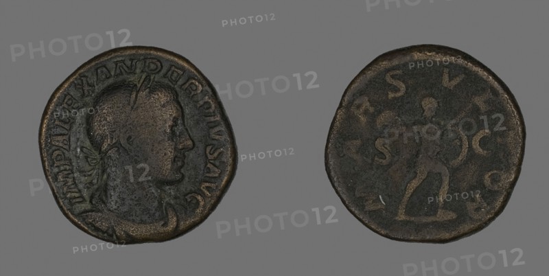 Sestertius (Coin) Portraying Emperor Severus Alexander, AD 232, Roman, minted in Rome, Roman Empire, Bronze, Diam. 2.9 cm, 21.18 g