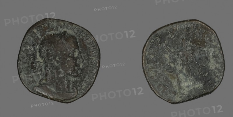 Sestertius (Coin) Portraying Emperor Severus Alexander, AD 234, Roman, minted in Rome, Roman Empire, Bronze, Diam. 2.9 cm, 20.13 g