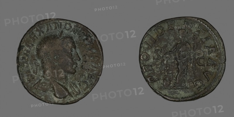 Sestertius (Coin) Portraying Emperor Severus Alexander, AD 232, Roman, minted in Rome, Roman Empire, Bronze, Diam. 3 cm, 23.78 g