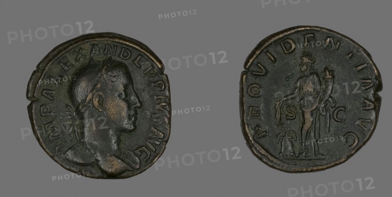 Sestertius (Coin) Portraying Emperor Severus Alexander, AD 232, Roman, minted in Rome, Roman Empire, Bronze, Diam. 3.1 cm, 21.69 g