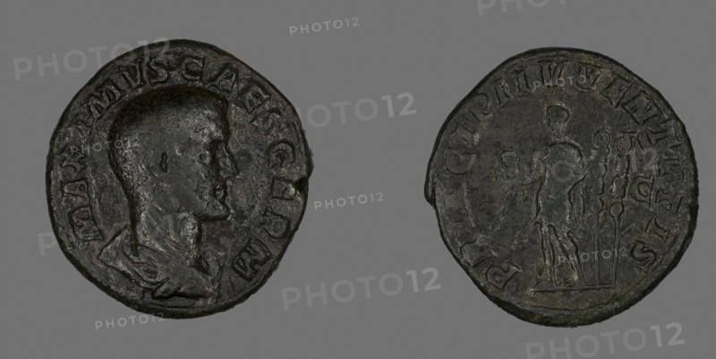 Sestertius (Coin) Portraying Emperor Maximus, AD 236/238, Roman, Roman Empire, Bronze, Diam. 3 cm, 19.61 g