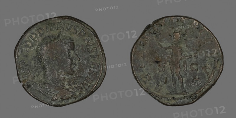 Sestertius (Coin) Portraying Emperor Gordianus, AD 241, Roman, minted in Rome, Roman Empire, Bronze, DIam. 3.2 cm, 24.26 g