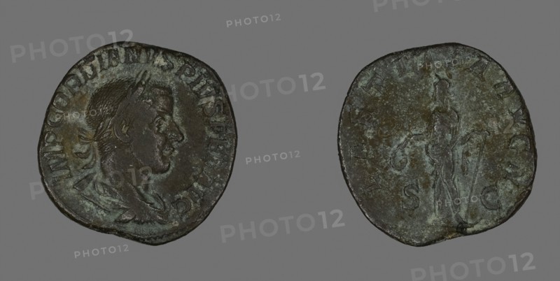 Sestertius (Coin) Portraying Emperor Gordianus, AD 238/244, Roman, Roman Empire, Bronze, Diam. 3 cm, 22.01 g