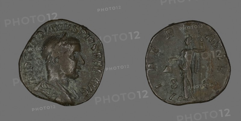 Sestertius (Coin) Portraying Emperor Gordianus, AD 238/244, Roman, Roman Empire, Bronze, Diam. 3 cm, 15.56 g