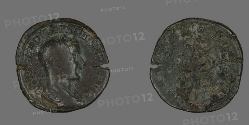 Sestertius (Coin) Portraying Emperor Gordianus, AD 238/244, Roman, Roman Empire, Bronze, Diam. 3.2 cm, 21.80 g