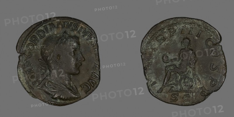 Sestertius (Coin) Portraying Emperor Gordianus, AD 238/244, Roman, Roman Empire, Bronze, Diam. 3.2 cm, 19.77 g