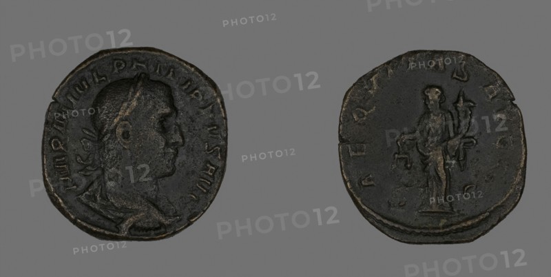 Sestertius (Coin) Portraying Philip the Arab, AD 244/249, Roman, Roman Empire, Bronze, Diam. 2.9 cm, 14.71 g