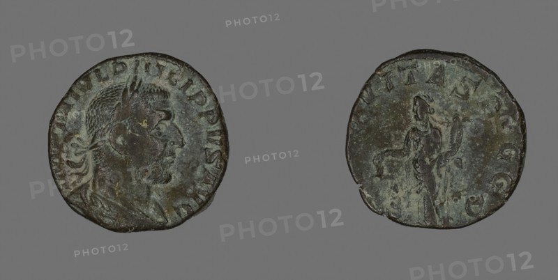 Sestertius (Coin) Portraying Philip the Arab, AD 244/249, Roman, Roman Empire, Bronze, Diam. 2.7 cm, 15.03 g