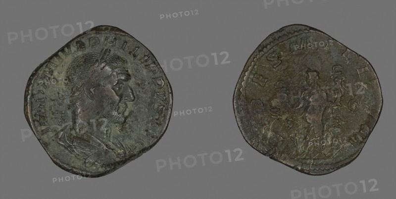 Sestertius (Coin) Portraying Philip the Arab, AD 244/249, Roman, Roman Empire, Bronze, DIam. 3.1 cm, 18.58 g