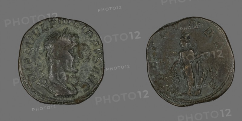 Sestertius (Coin) Portraying Philip the Arab, AD 244/249, Roman, Roman Empire, Bronze, Diam. 3.1 cm, 22.64 g