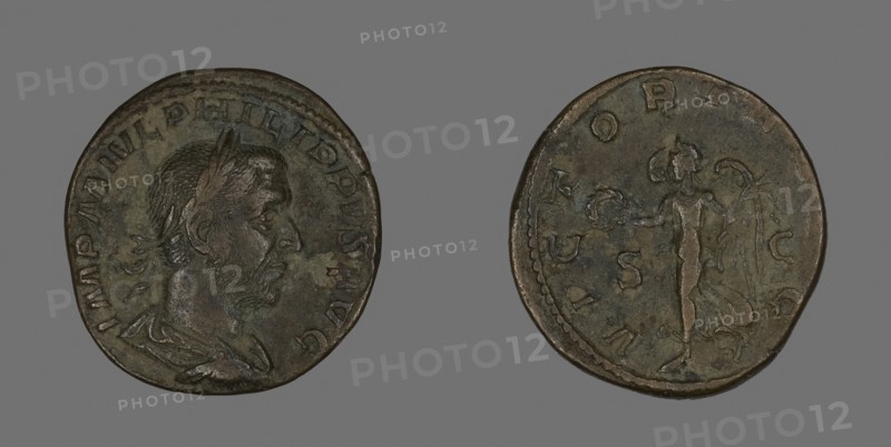 Sestertius (Coin) Portraying Philip the Arab, AD 244/247, Roman, Roman Empire, Bronze, Diam. 3 cm, 21.81 g