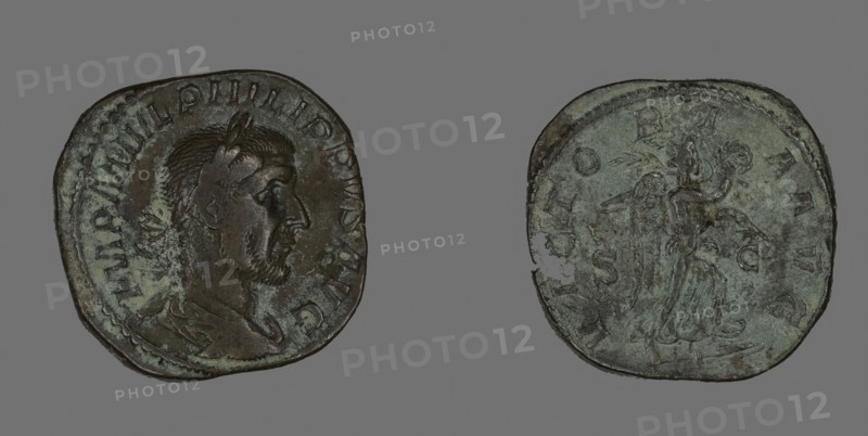 Sestertius (Coin) Portraying Philip the Arab, AD 244/247, Roman, Roman Empire, Bronze, Diam. 3.1 cm, 21.88 g