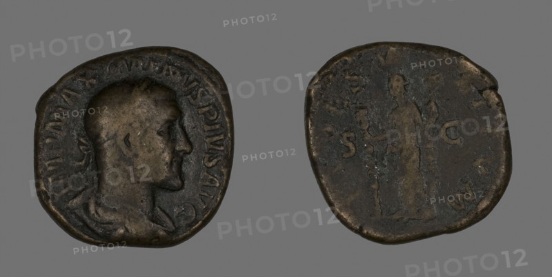 Sestertius (Coin) Portraying Emperor Maximinus, AD 235/236, Roman, minted in Rome, Roman Empire, Bronze, Diam. 3.2 cm, 23.44 g