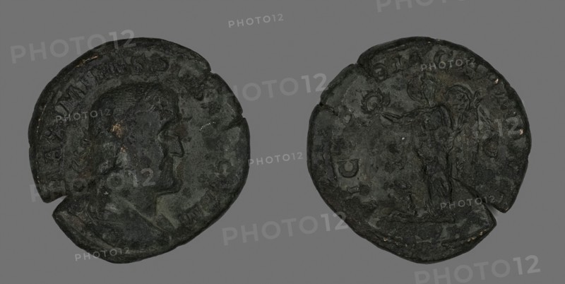 Sestertius (Coin) Portraying Emperor Maximinus, AD 235/238, Roman, minted in Rome, Roman Empire, Bronze, Diam. 3.2 cm, 20.85 g