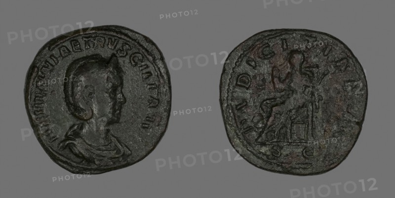 Sestertius (Coin) Portraying Empress Herennia Etruscilla, AD 249/251, Roman, minted in Rome, Roman Empire, Bronze, Diam. 3.1 cm, 18.16 g