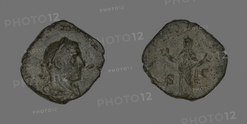 Sestertius (Coin) Portraying Emperor Trebonianus Gallus, AD 251/253, Roman, minted in Rome, Roman Empire, Bronze, Diam. 2.8 cm, 13.07 g