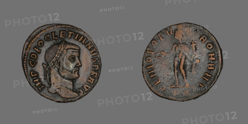 Follis (Coin) Portraying Emperor Diocletian, AD 284/305, Roman, minted in Rome, Roman Empire, Bronze, Diam. 2.7 cm, 8.42 g
