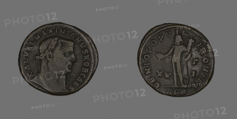 Follis (Coin) Portraying Emperor Galerius Valerius Maximianus (Galerius), about AD 301, Roman, minted in Alexandria, Roman Empire, Bronze, Diam. 2.7 cm, 9.96 g
