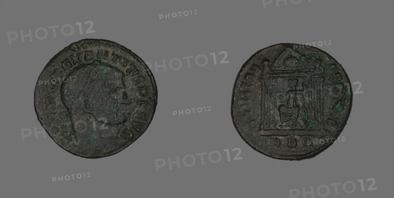 Follis (Coin) Portraying Emperor Maxentius, AD 308/310, Roman, minted in Rome, Roman Empire, Bronze, Diam. 2.5 cm, 6.34 g