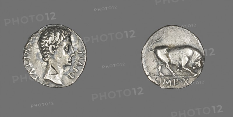 Denarius (Coin) Portraying Emperor Augustus, 15/13 BC, Roman, minted in Lyons, Roman Empire, Silver, Diam. 1.8 cm, 3.52 g