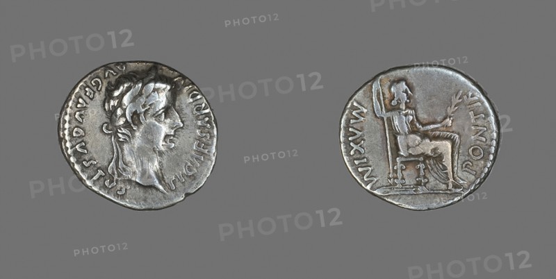 Denarius (Coin) Portraying Emperor Augustus, AD 14/37, Roman, minted in Lyons, Roman Empire, Silver, Diam. 1.8 cm, 3.60 g