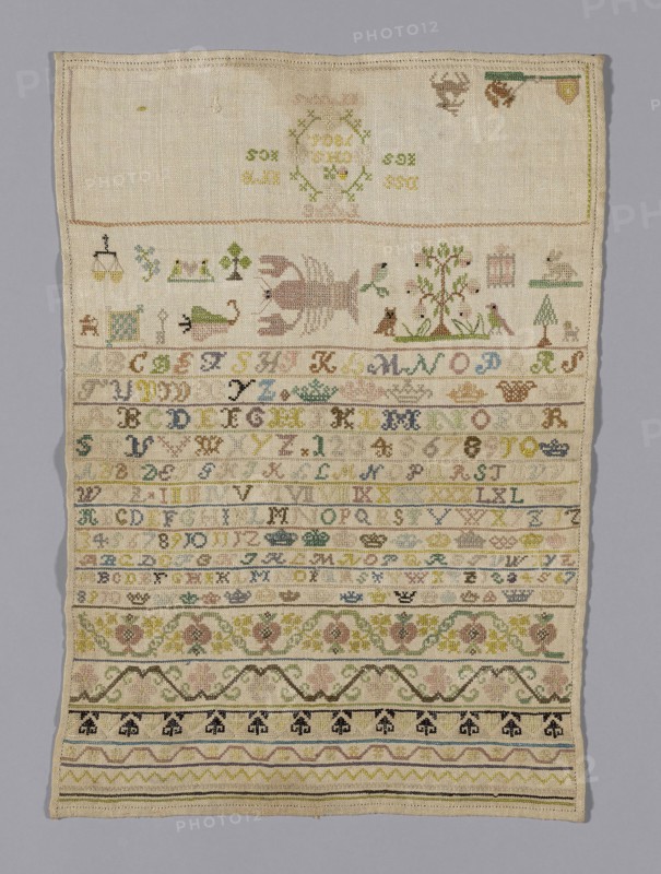 Sampler, 1806, Germany, Linen, plain weave, embroidered with silk, 33.1 x 45.8 cm (13 x 18 in.)