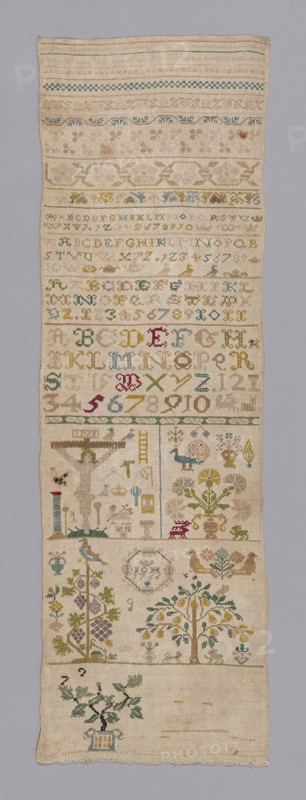 Sampler, 1766, Germany, Linen, plain weave, embroidered with silk, 81.6 x 26 cm (32 1/8 x 10 1/4 in.)
