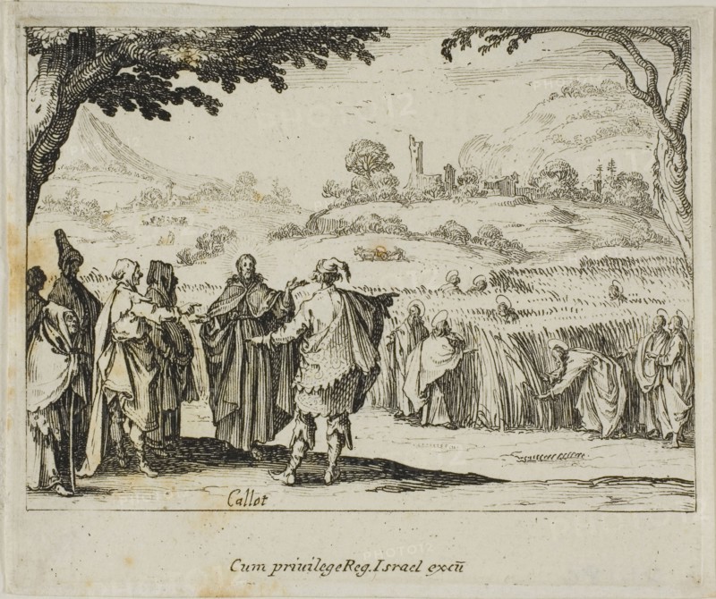 Jesus with the Pharisees, from The New Testament, 1635, Jacques Callot (French, 1592-1635), published by Israël Henriet (French, 1590-1661), France, Etching on paper, 71 × 85 mm (plate), 73 × 89 mm (sheet)