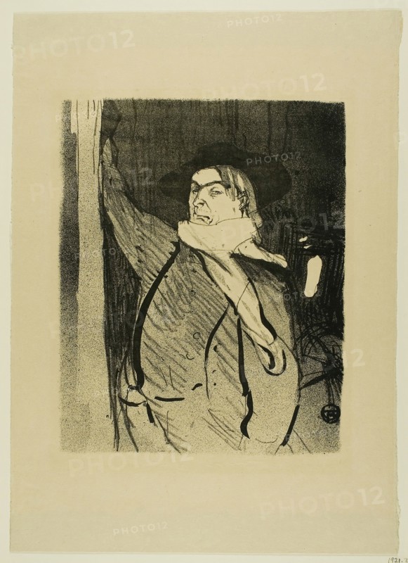 Aristide Bruant, from Le Café-Concert, 1893, Henri de Toulouse-Lautrec (French, 1864-1901), printed by Edward Ancourt & Cie (French, 19th-20th c.), published by L’Estampe originale (French, 1893-1895), France, Lithograph on cream wove paper, 269 × 217 mm (image), 408 × 293 mm (sheet, folded, at top and bottom margins)