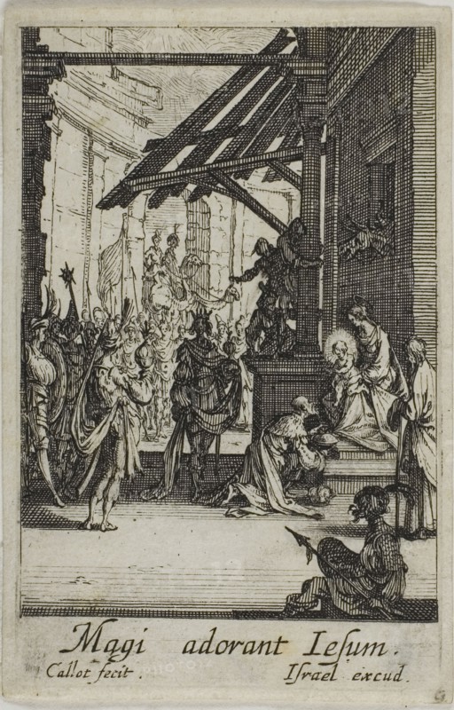 The Adoration of the Magi, from The Life of the Virgin, n.d., Jacques Callot, French, 1592-1635, France, Etching on paper, 63 × 44.5 mm (image), 71 × 45.5 mm (plate), 74 × 48 mm (sheet)