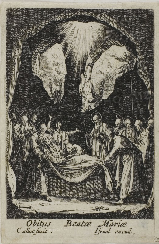 The Interment of the Virgin, from The Life of the Virgin, n.d., Jacques Callot, French, 1592-1635, France, Etching on paper, 63 × 44 mm (image), 68.5 × 45 mm (plate), 71.5 × 48 mm (sheet)