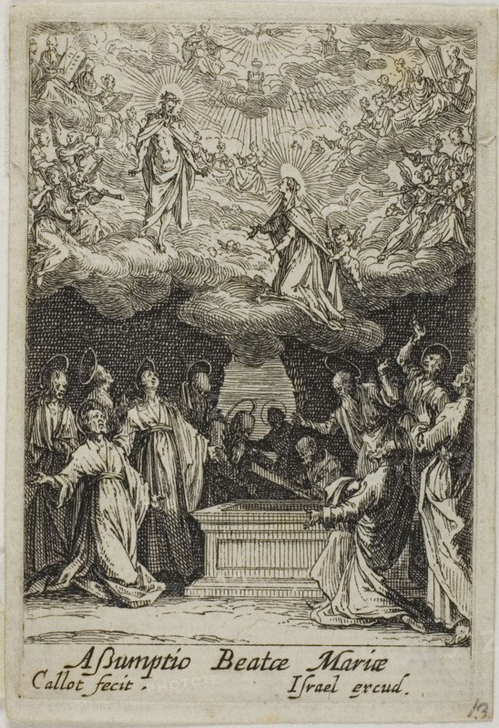 The Assumption of the Virgin, from the Life of the Virgin, n.d., Jacques Callot, French, 1592-1635, France, Etching on paper, 62 × 44.5 mm (image), 68.5 × 45 mm (plate), 71.5 × 49 mm (sheet)