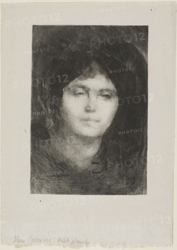 Madame Eugène Carrière, 1893, Eugène Carrière, French, 1849-1906, France, Lithograph in black on light gray Japanese paper, 182 × 125 mm (image), 261 × 184 mm (sheet)