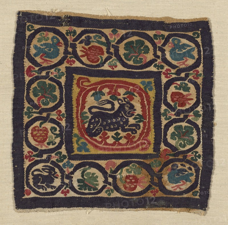 Fragment, Roman period (30 B.C.–641 A.D.), 4th/6th century, Coptic, Egypt, Egypt, Linen and wool, tapestry weave, 19.1 × 19.1 cm (7 1/2 × 7 1/2 in.)