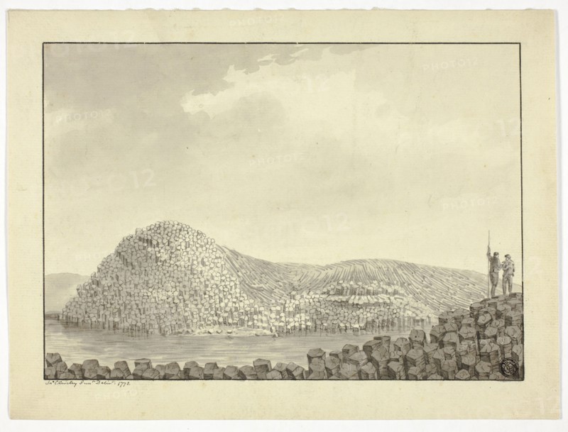 Giant’s Causeway, 1772, John Clevely, II, English, 1747-1786, England, Pen and black ink and brush and gray wash with graphite, on cream laid paper, 217 × 292 mm
